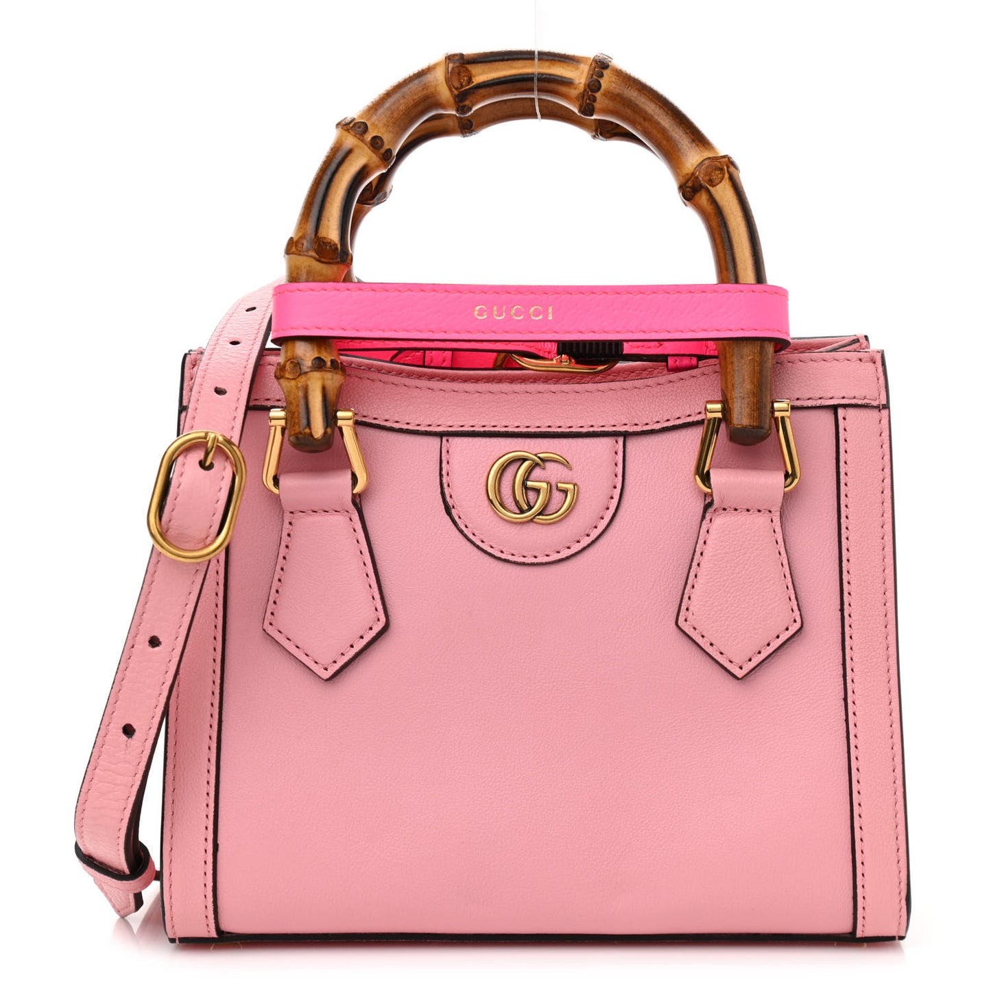 Wonka Grain Calfskin Mini Diana Tote Bag Wild Rose Fuxia Fluo