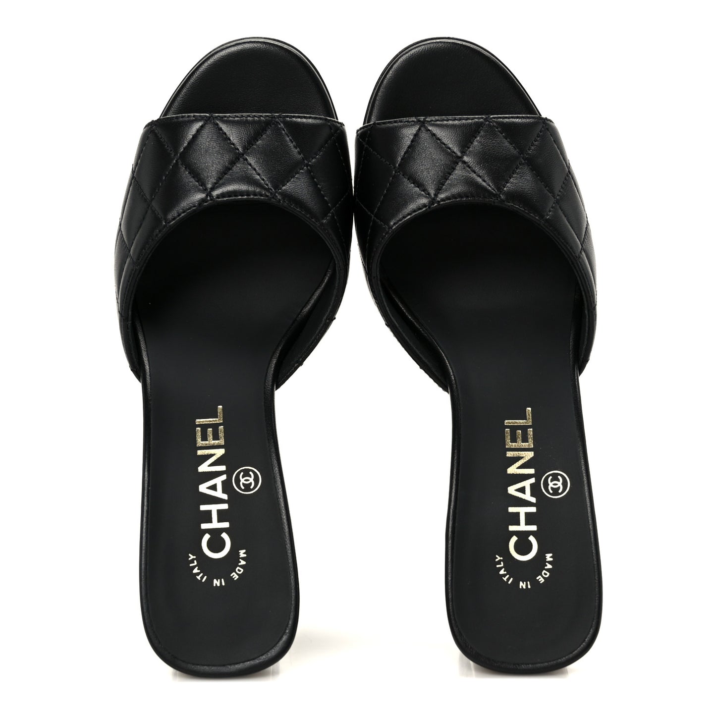 Lambskin Quilted CC Mules 36.5 Black