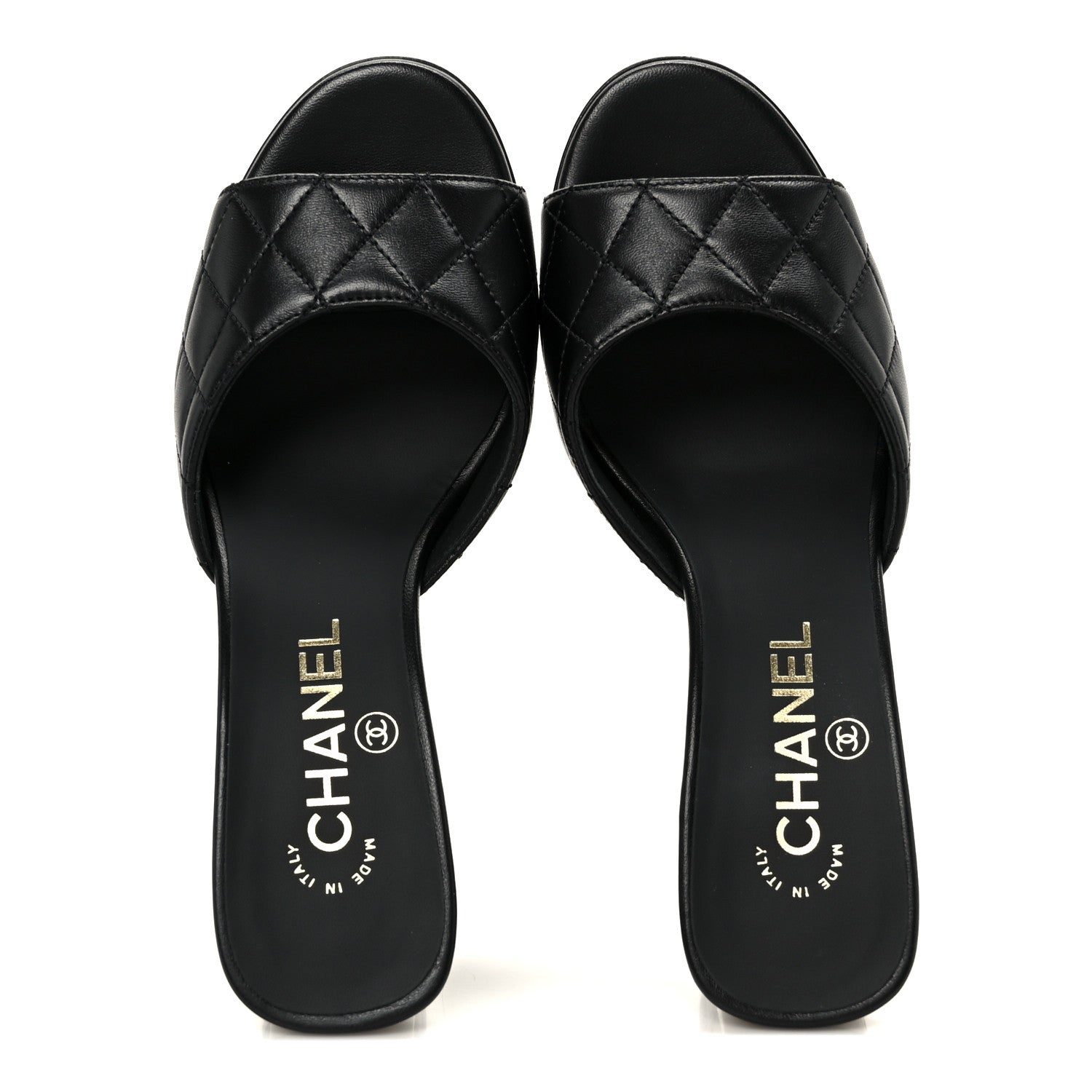 Chanel Lambskin Quilted CC Mules 36.5 Black 2 of 9