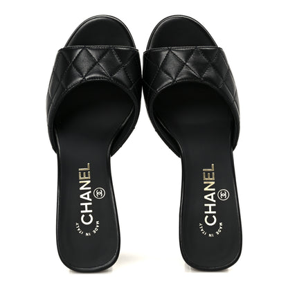 Chanel Lambskin Quilted CC Mules 36.5 Black 2 of 9