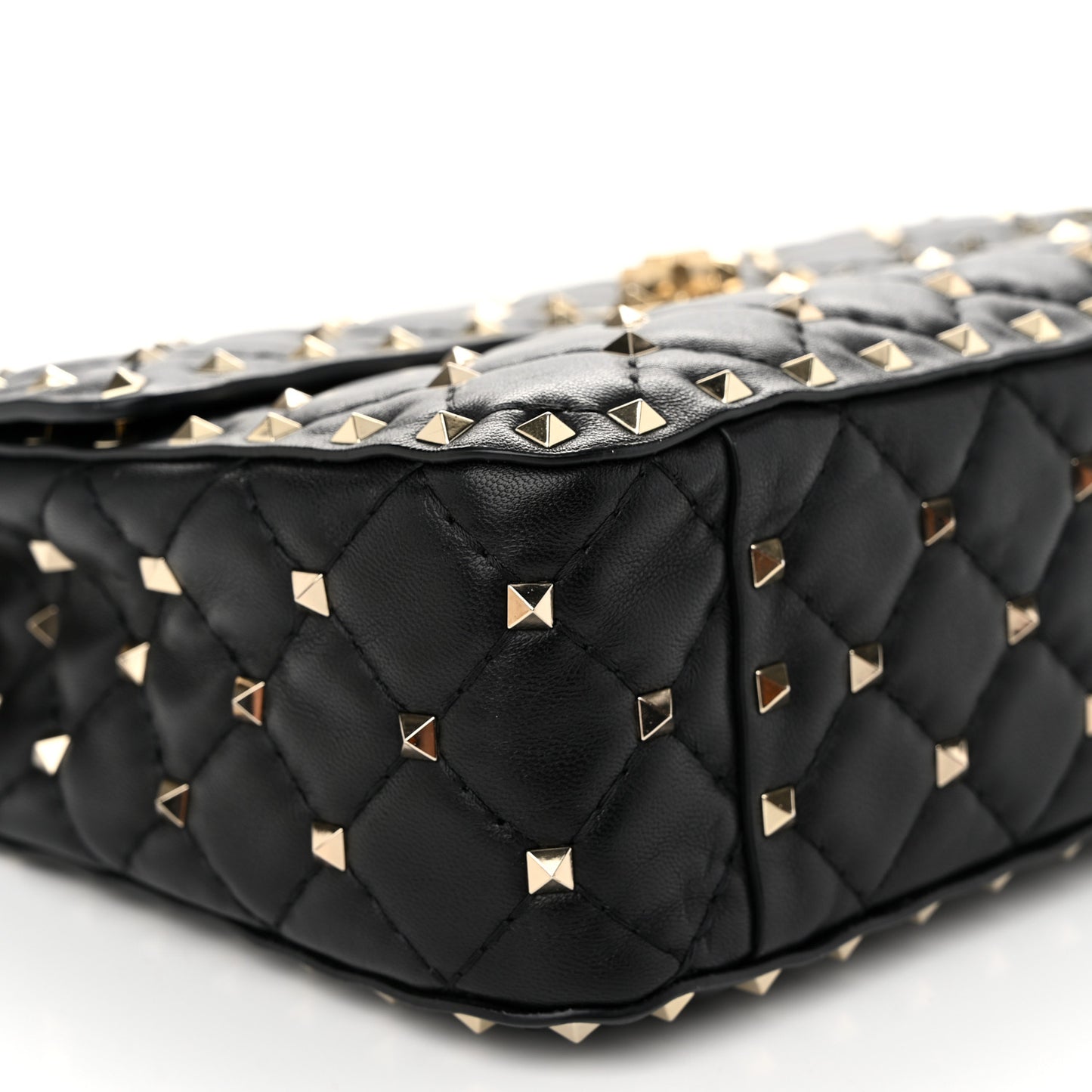 Nappa Medium Rockstud Spike Shoulder Bag Black