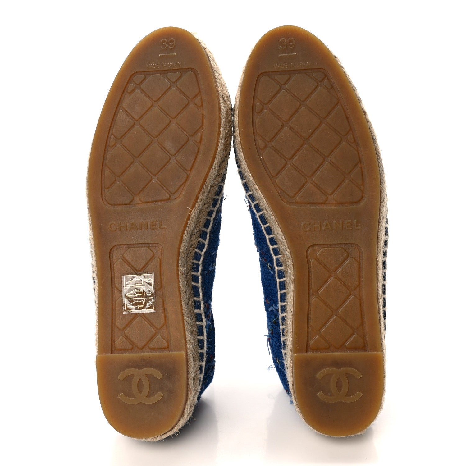 Chanel Tweed Grosgrain CC Espadrilles 39 Light Blue Green Black 5 of 8