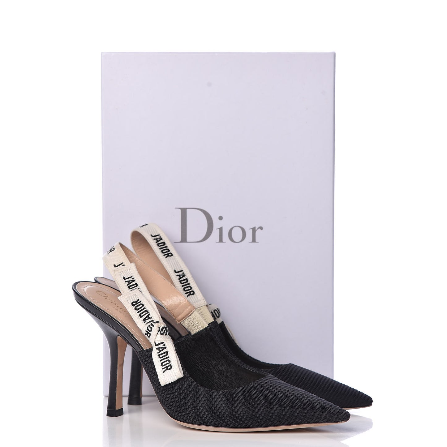 Technical Canvas Ribbon J'Adior Slingback 100mm Pumps 39.5 Black