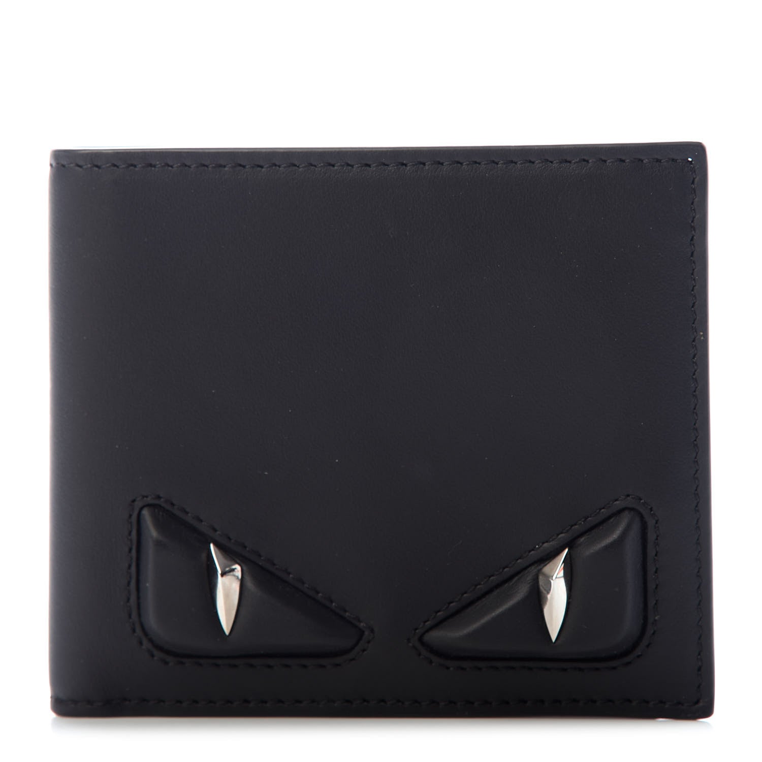Fendi Vitello Century Monster Eyes Bi-fold Wallet Black 1 of 6