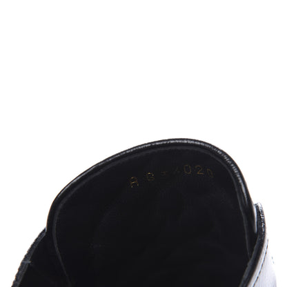 Chanel Glazed Deerskin Grosgrain Quilted Chain Mules 37 Black 9 of 10