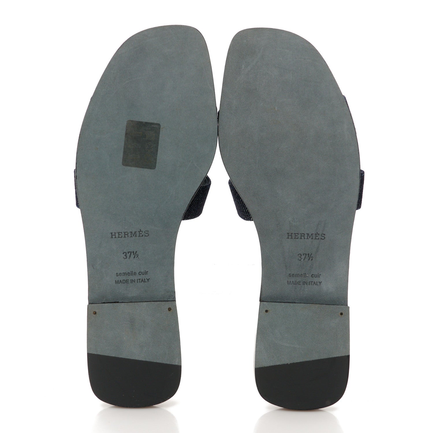 Hermes Denim Canvas Oran Sandals 37.5 Bleu Brut 6 of 9