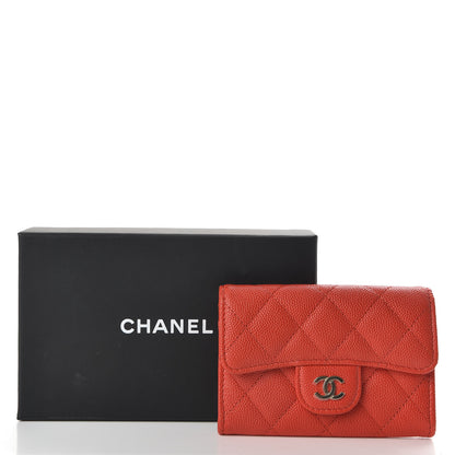 Chanel Caviar Quilted Flap Card Holder Wallet Red 9 of 9