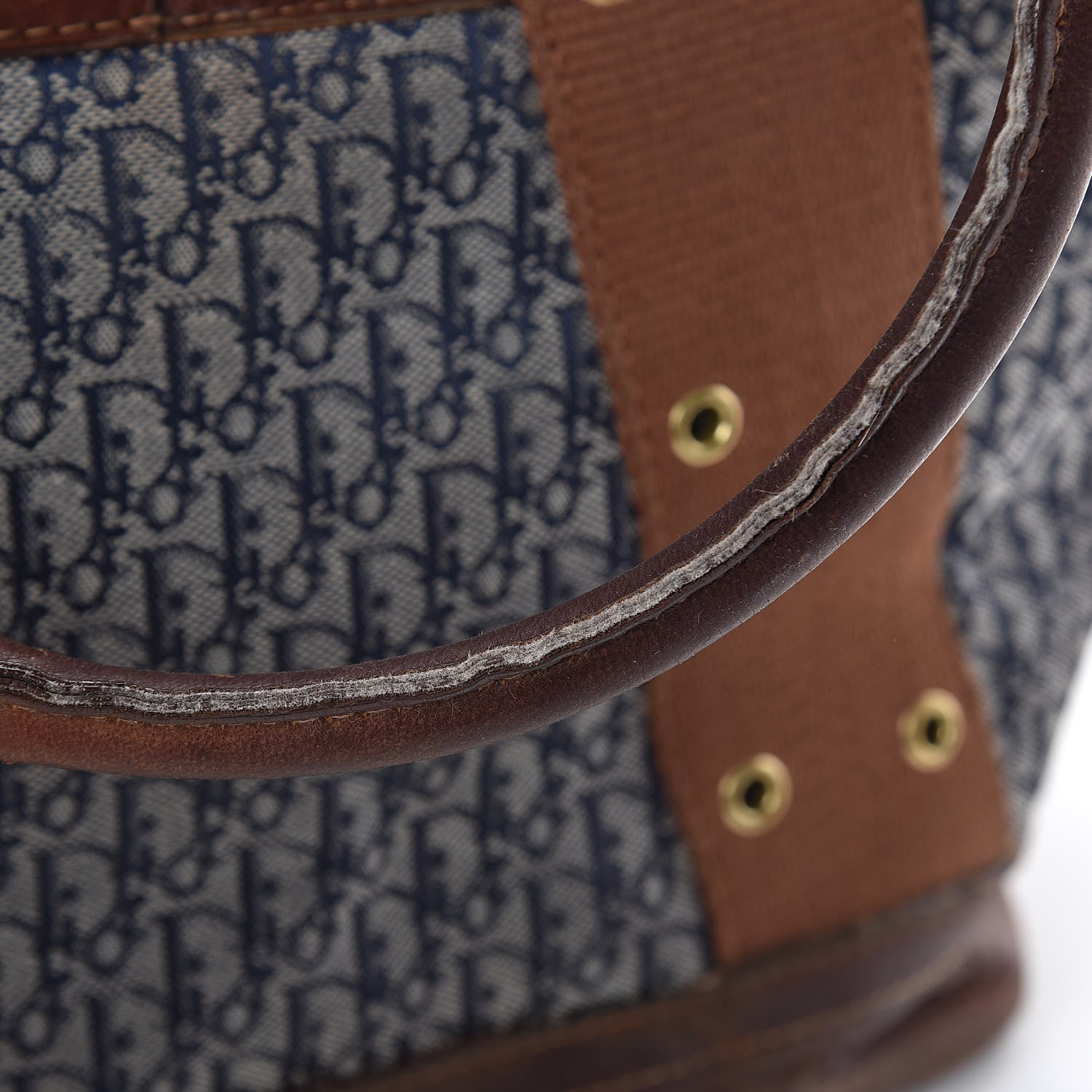 Christian Dior Monogram Tote Blue Brown 12 of 16
