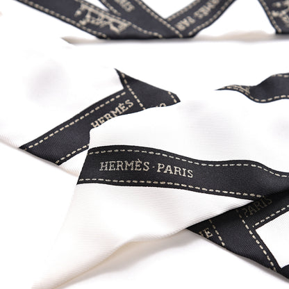 Hermes Silk Bolduc Twilly White Black 4 of 6