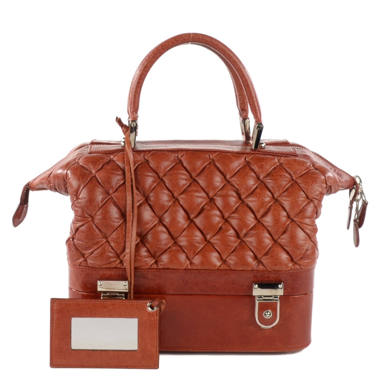 Chevre Quilted Matelasse Train Case Sienna