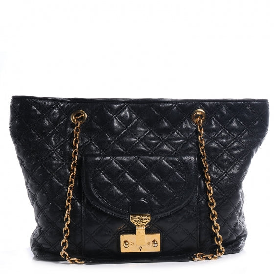 Leather Quilted Astor Shoulder Bag Black