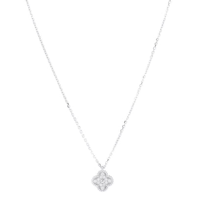 Van Cleef & Arpels 18K White Gold Diamond Sweet Alhambra Pendant Necklace 1 of 7