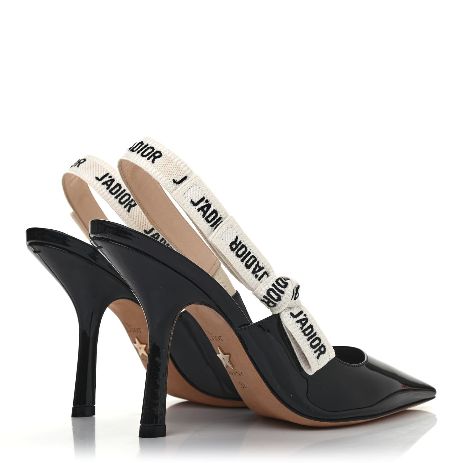 Christian Dior Patent Ribbon J'Adior Slingback 100mm Pumps 38 Black 3 of 4