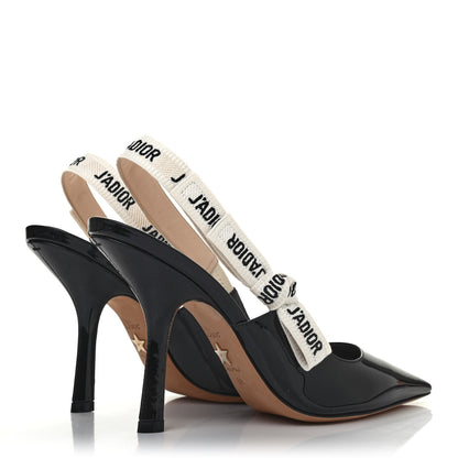 Christian Dior Patent Ribbon J'Adior Slingback 100mm Pumps 38 Black 3 of 4