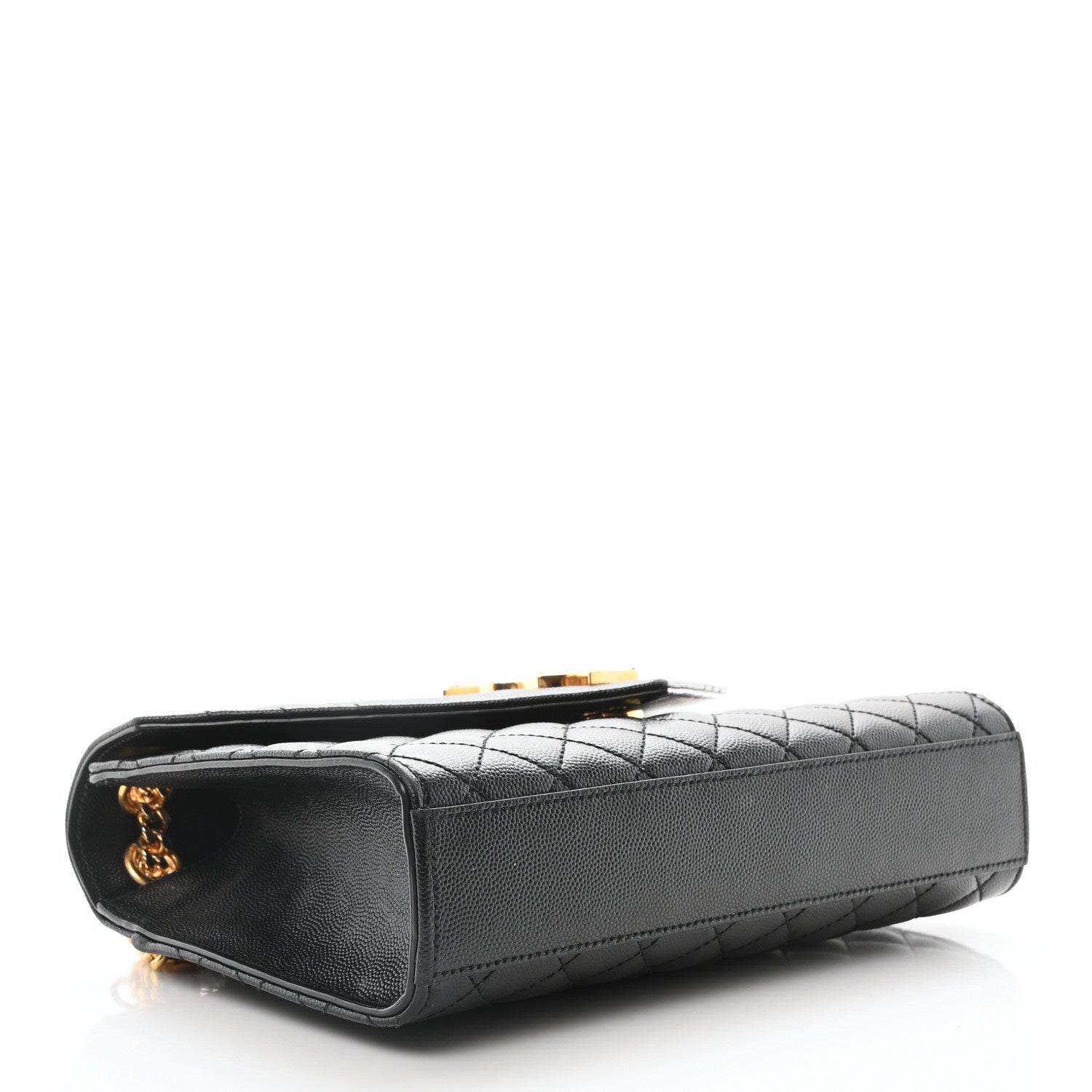 Saint Laurent Grain De Poudre Textured Mixed Matelasse Triquilt Medium Monogram Satchel Black 4 of 9