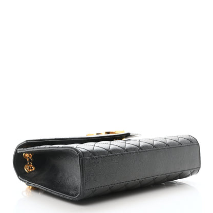 Saint Laurent Grain De Poudre Textured Mixed Matelasse Triquilt Medium Monogram Satchel Black 4 of 9