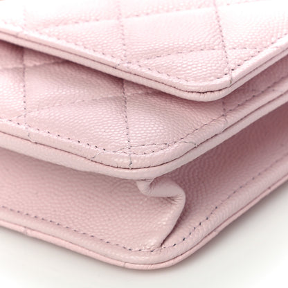 Chanel Caviar Quilted Crystal CC Wallet On Chain WOC Light Pink 9 of 10