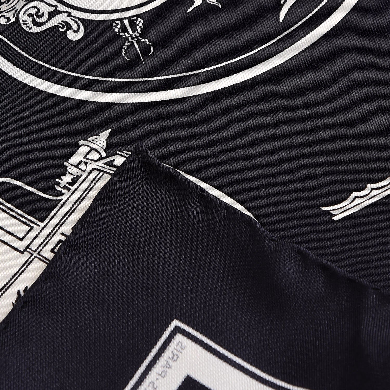 Hermes Silk Ex Libris Pocket Square Scarf Navy Bleu 4 of 5