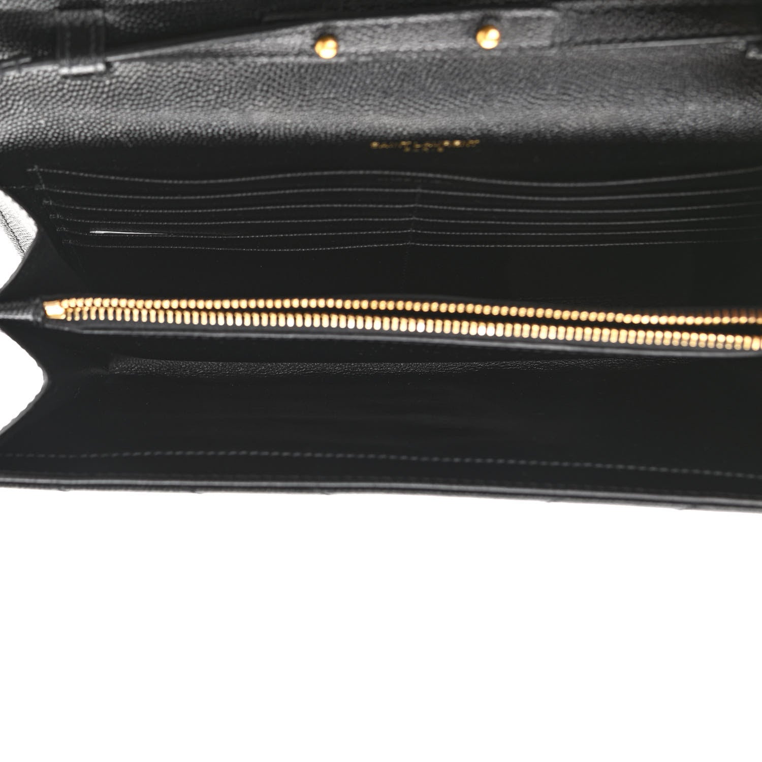 Saint Laurent Grain De Poudre Matelasse Chevron Monogram Chain Wallet Black 5 of 10