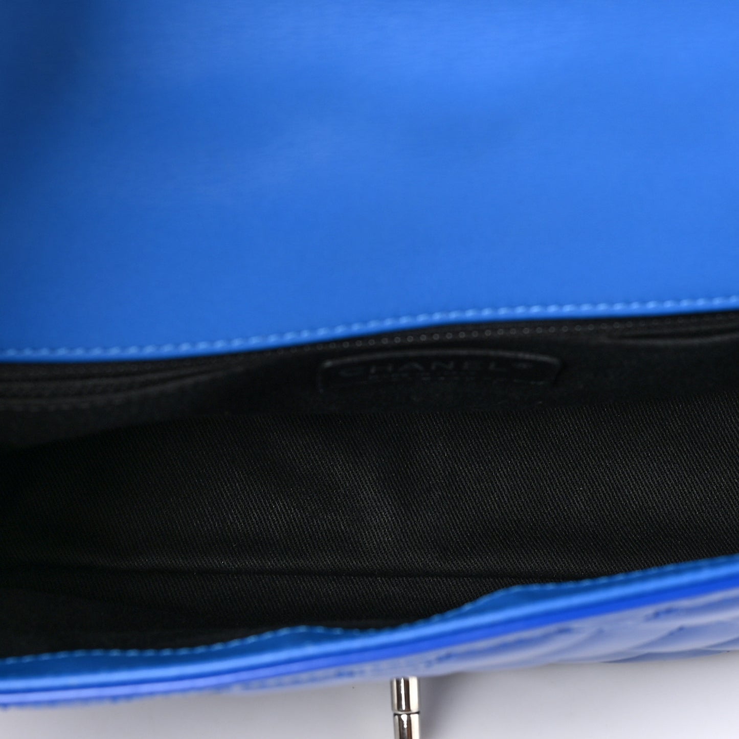 Patent Quilted Large Coco Shine Flap Blue