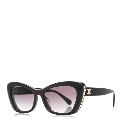 Chanel Acetate Pearl Cat Eye CC Sunglasses 5481-H-A Black 1 of 8
