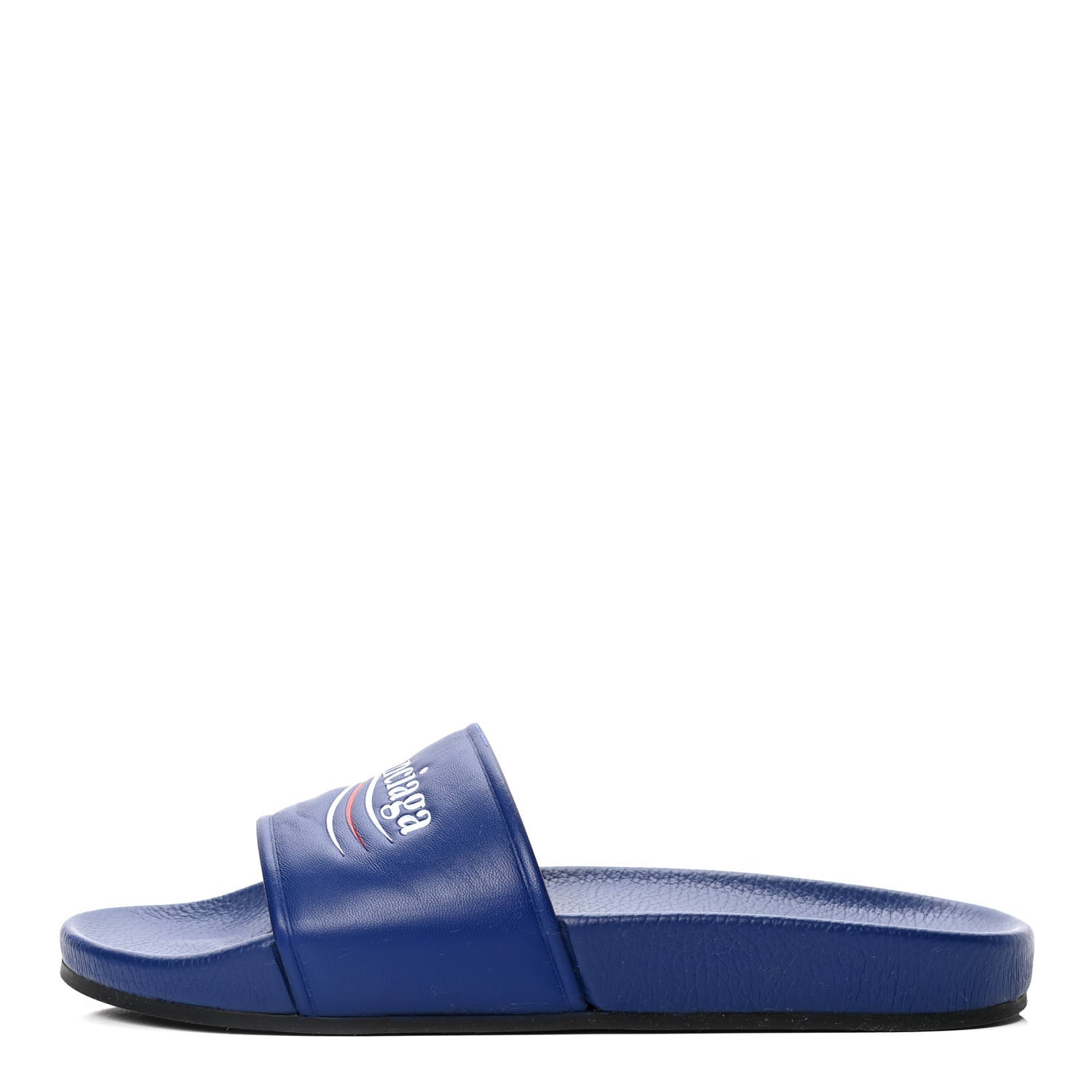 Balenciaga Nappa Political Campaign Logo Womens Pool Slide Sandals 39 Blue Ocean Blue White 1 of 5