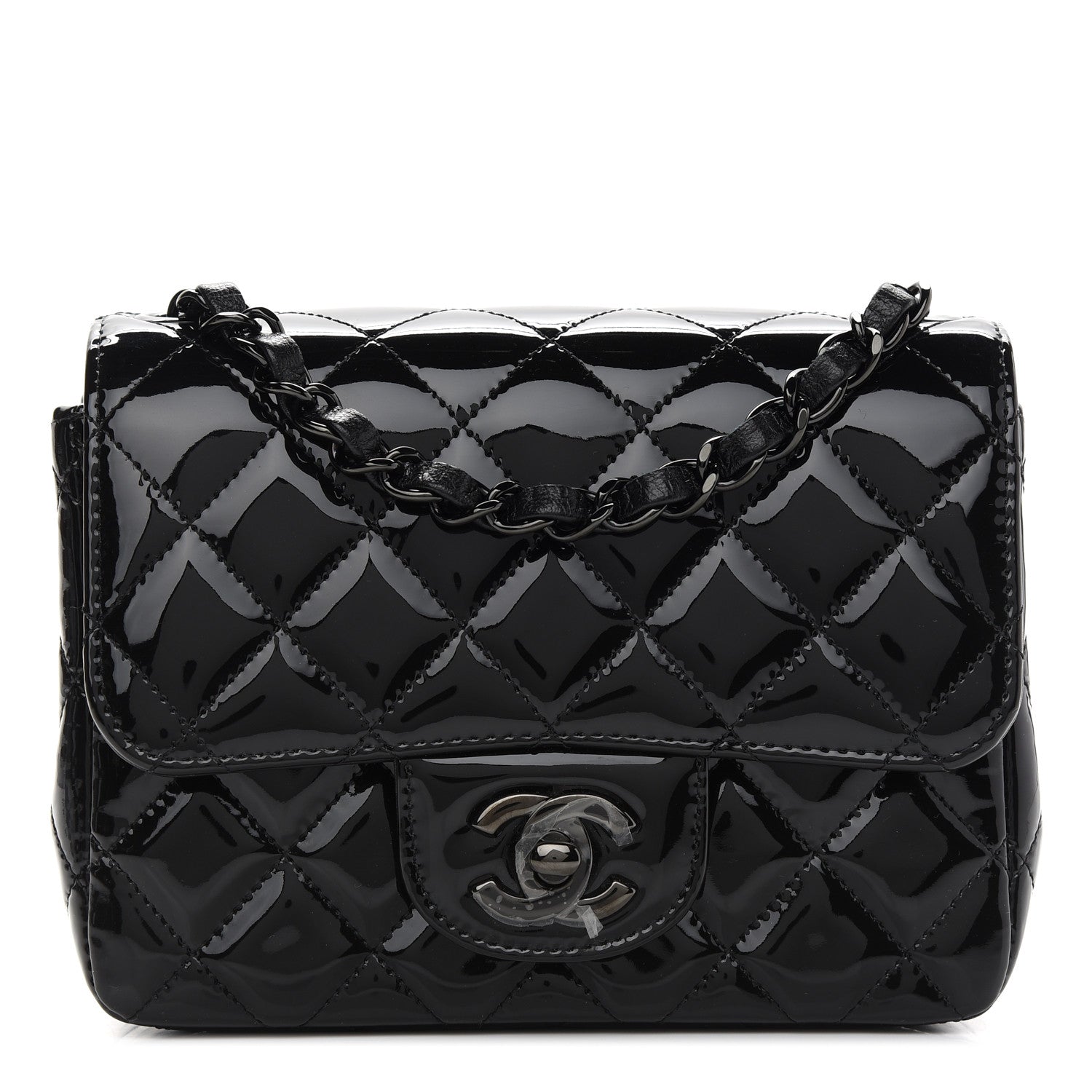 Chanel Patent Calfskin Quilted Mini Square Flap So Black 1 of 8