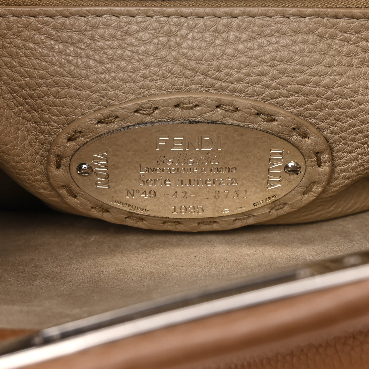 Fendi Cuoio Romano Selleria Bi-Color Medium Peekaboo Iconic Satchel Mou Deserto 6 of 10