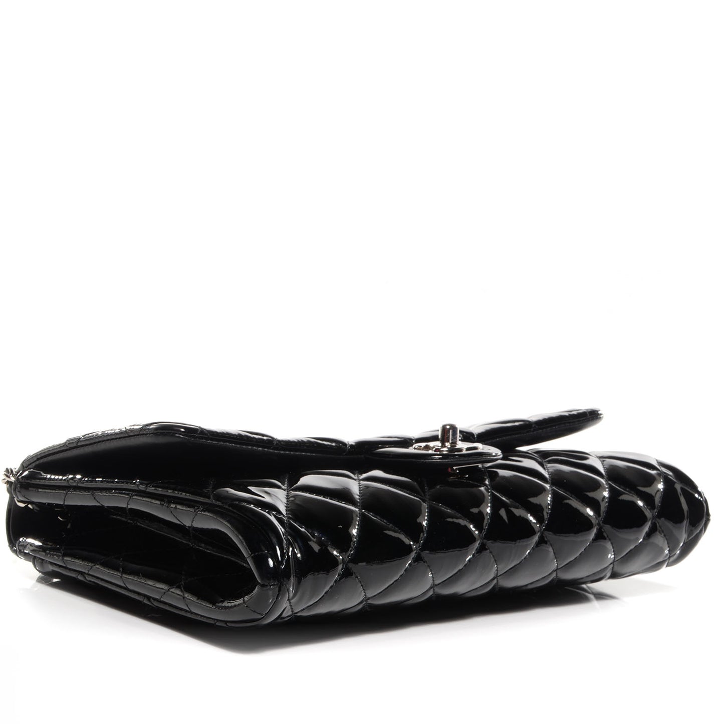 Patent Quilted Clutch Flap Black