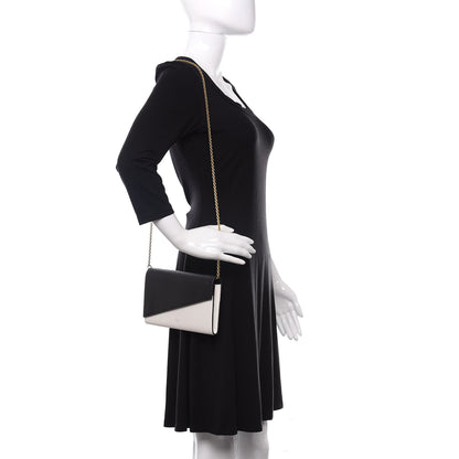Celine Lambskin Large Diagonal Flap On Chain Black White 2 of 9