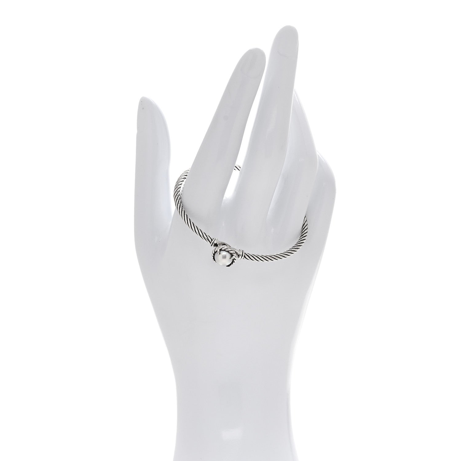 David Yurman Sterling Silver Cultured Pearl 3mm Chatelaine Bracelet 2 of 6