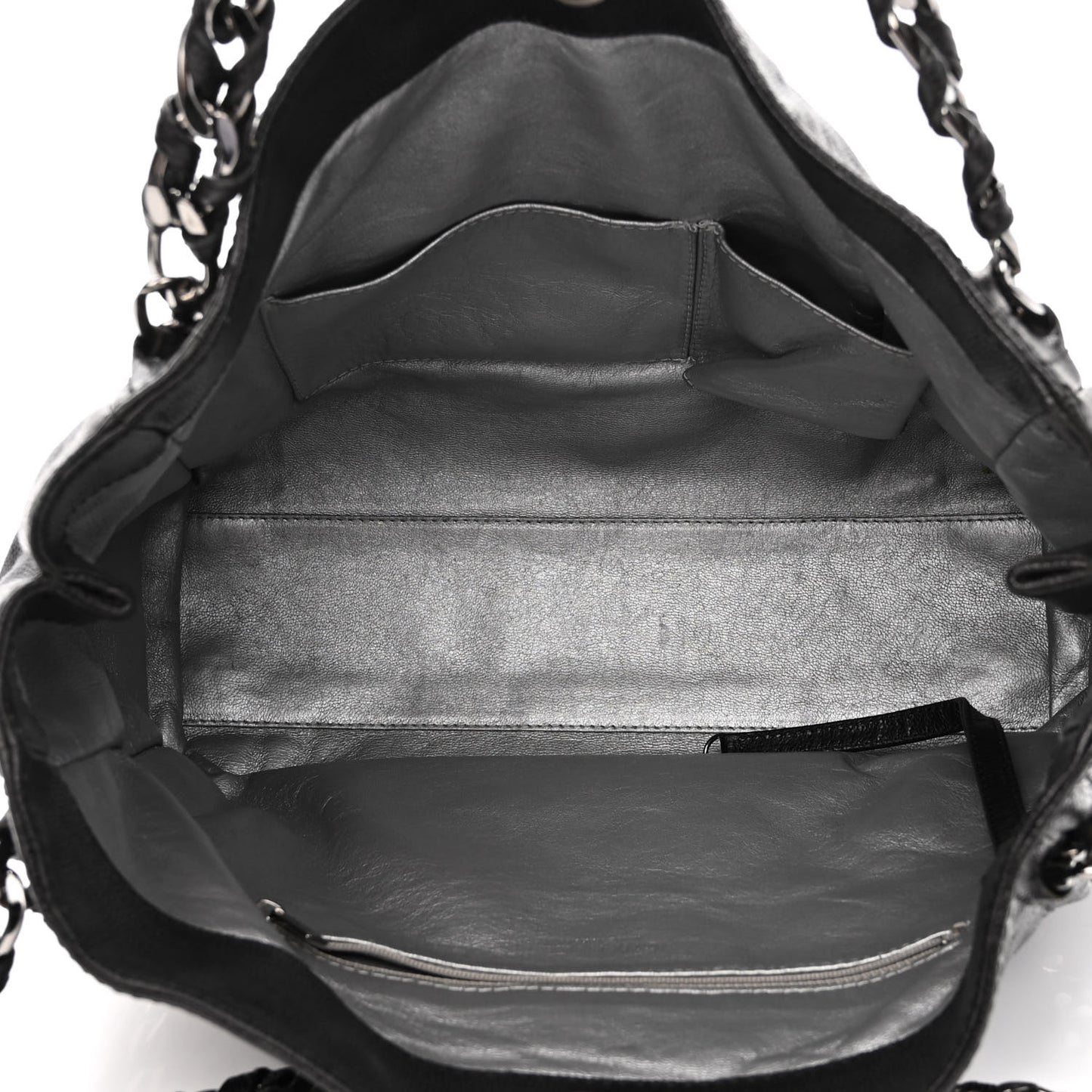 Glazed Caviar Modern Chain Tote Black