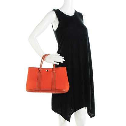 Hermes Toile Buffle Garden Party Tote 30 Potiron 6 of 13