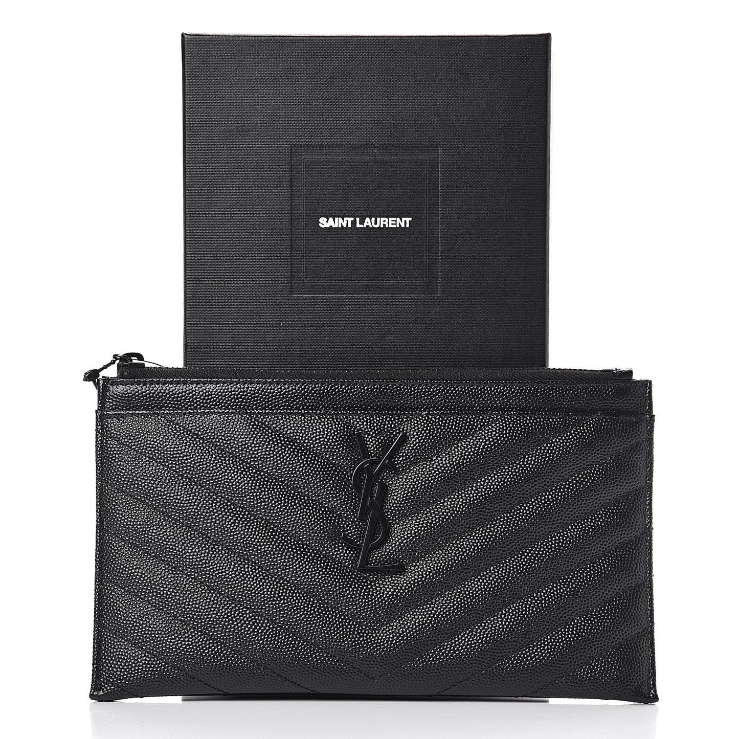 Grain De Poudre Chevron Monogram Bill Pouch Black
