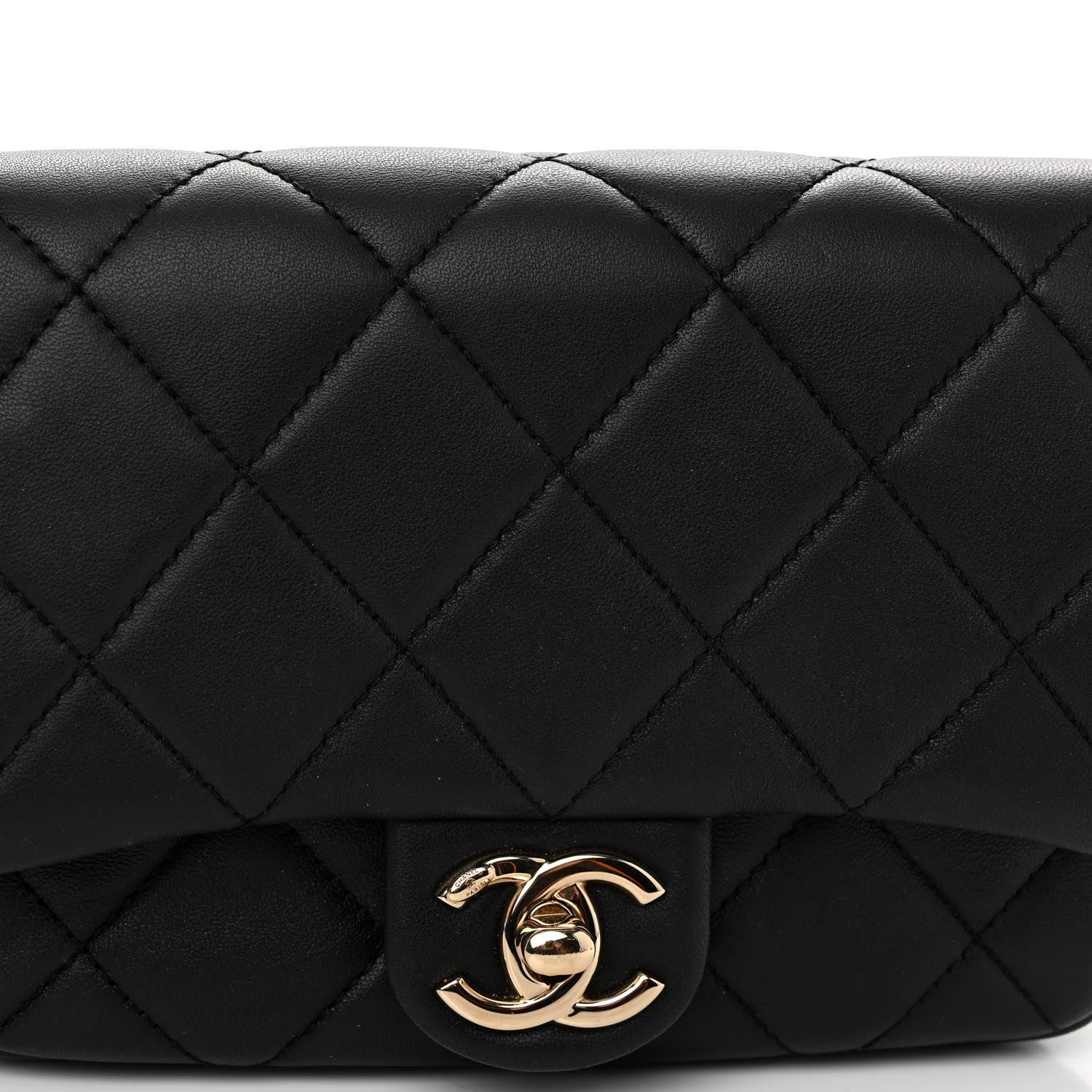 Chanel Tweed Lambskin Quilted Double Belt Bag Black 10 of 14