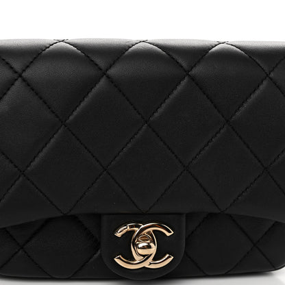 Chanel Tweed Lambskin Quilted Double Belt Bag Black 10 of 14