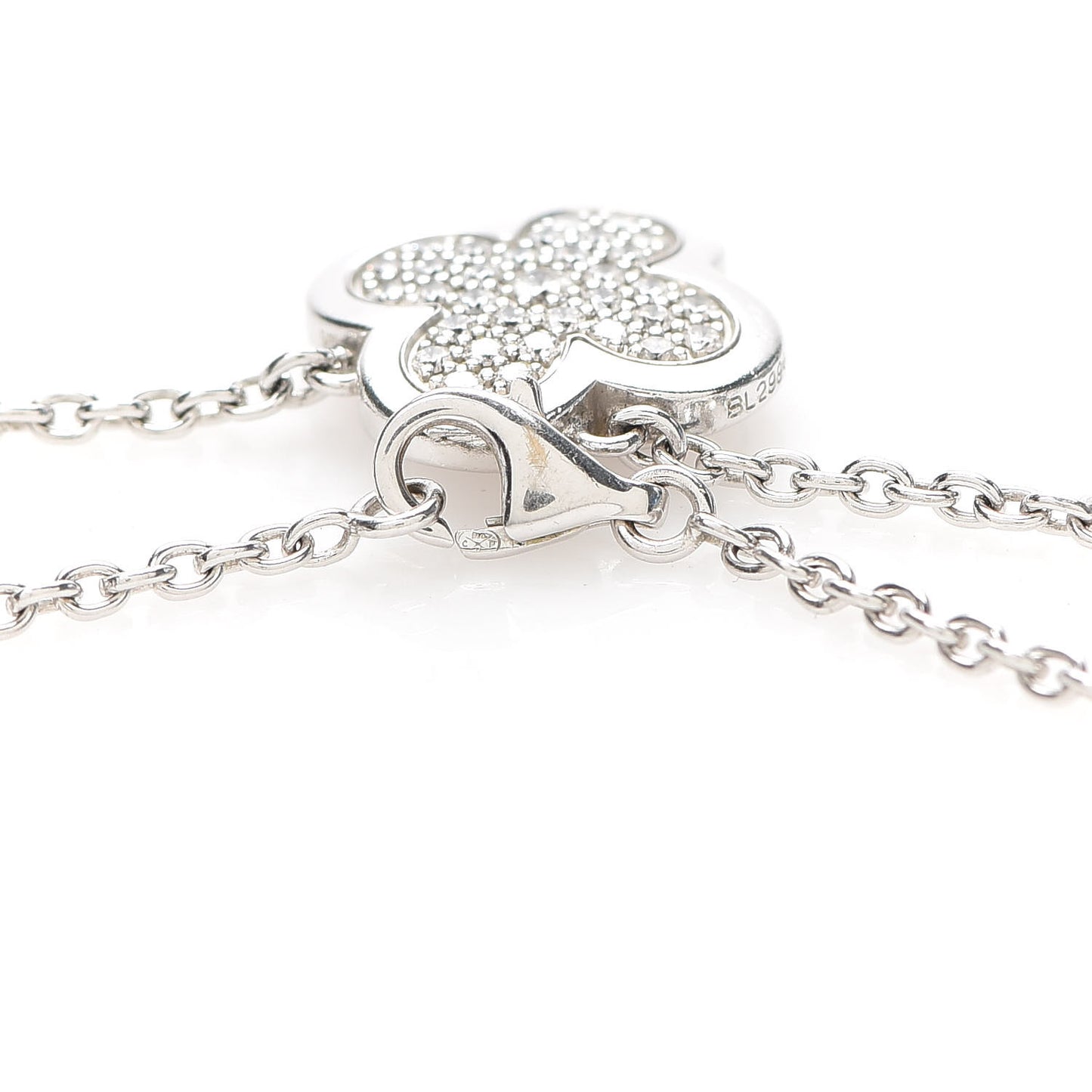 18K White Gold Diamond Pure Alhambra Pendant Necklace