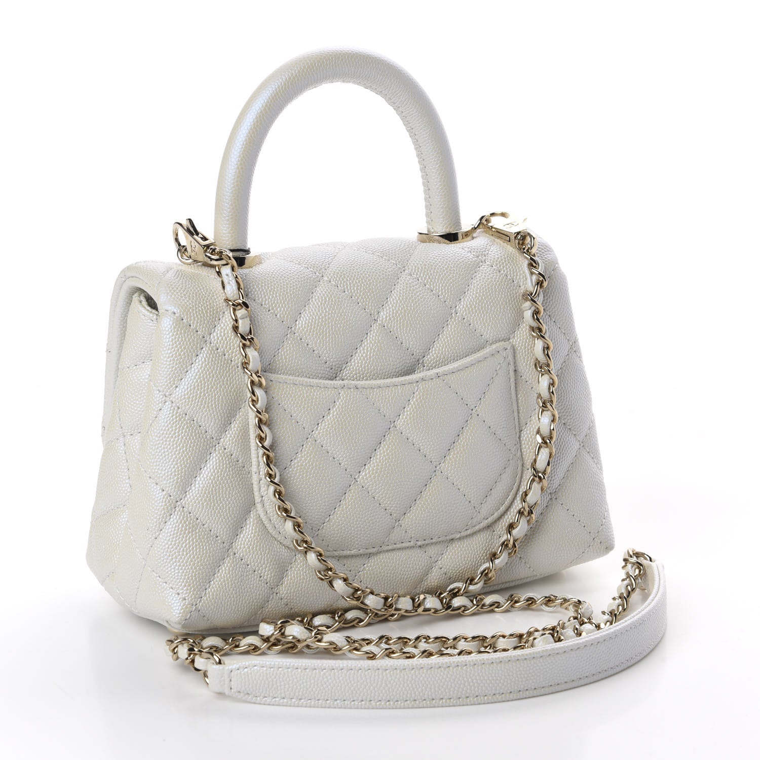 Chanel Iridescent Caviar Quilted Extra Mini Coco Handle Flap White 3 of 11