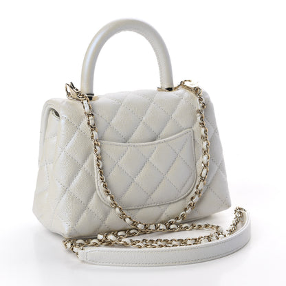 Chanel Iridescent Caviar Quilted Extra Mini Coco Handle Flap White 3 of 11