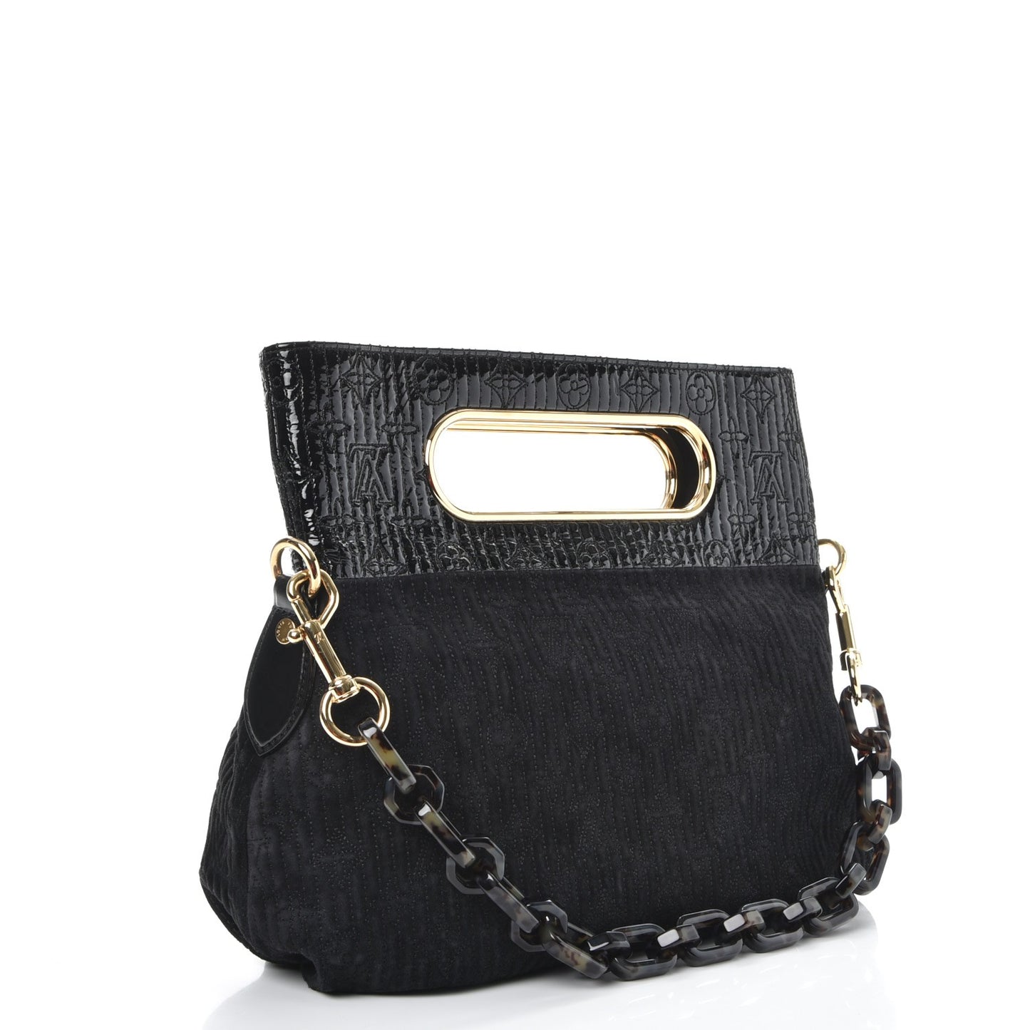 Suede Monogram Motard Afterdark Clutch Black