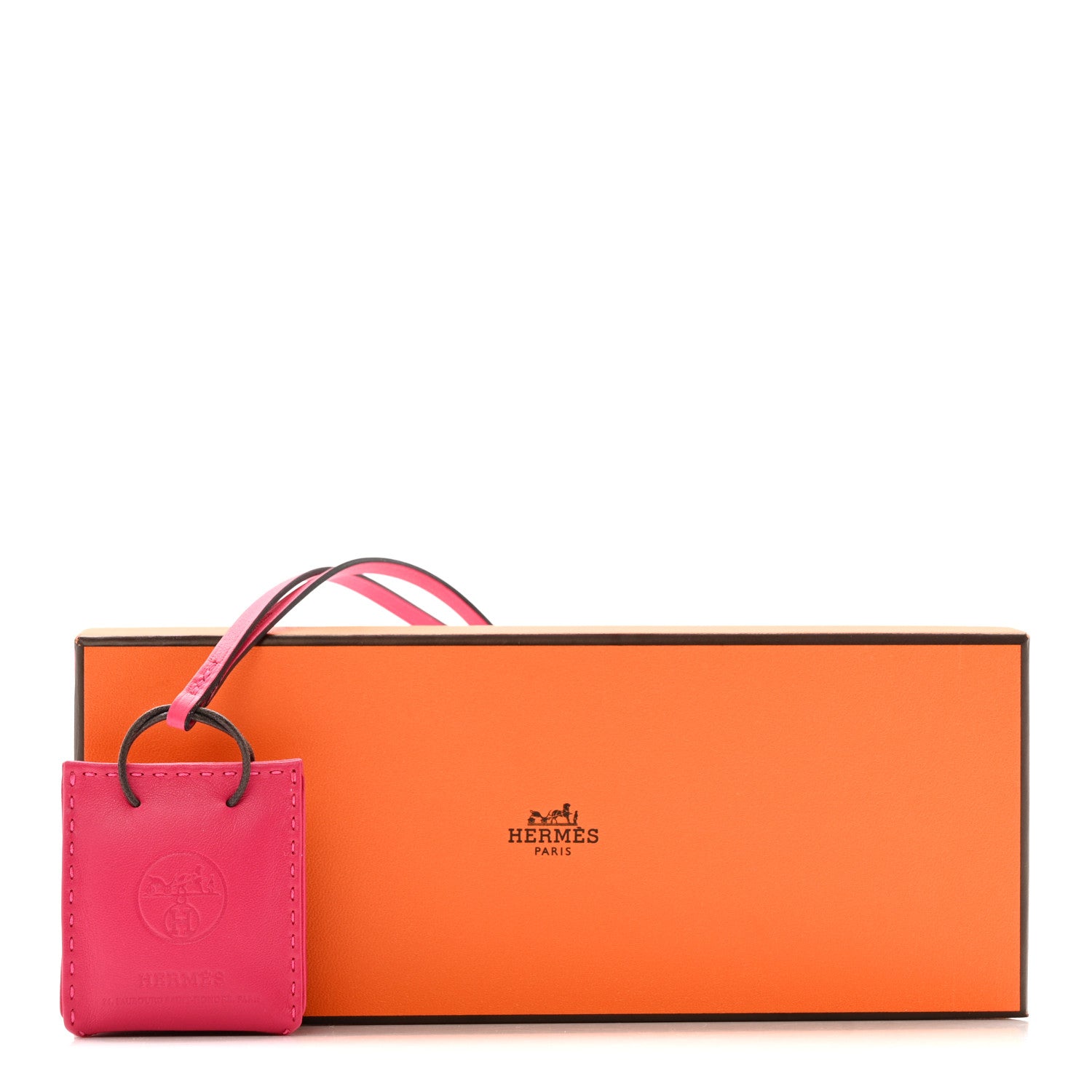 Hermes Milo Lambskin Swift Shopping Bag Charm Rose Mexico 6 of 6