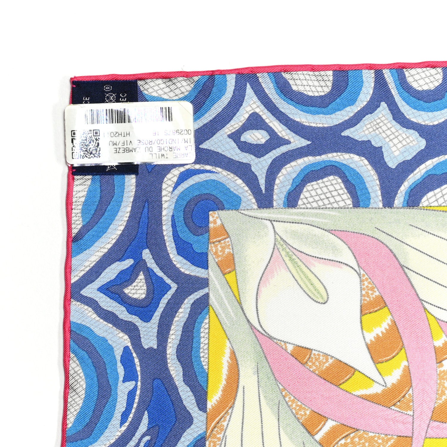 Hermes Silk La Marche Du Zambeze Scarf 90 Indigo Rose Vif Multicolor 2 of 5