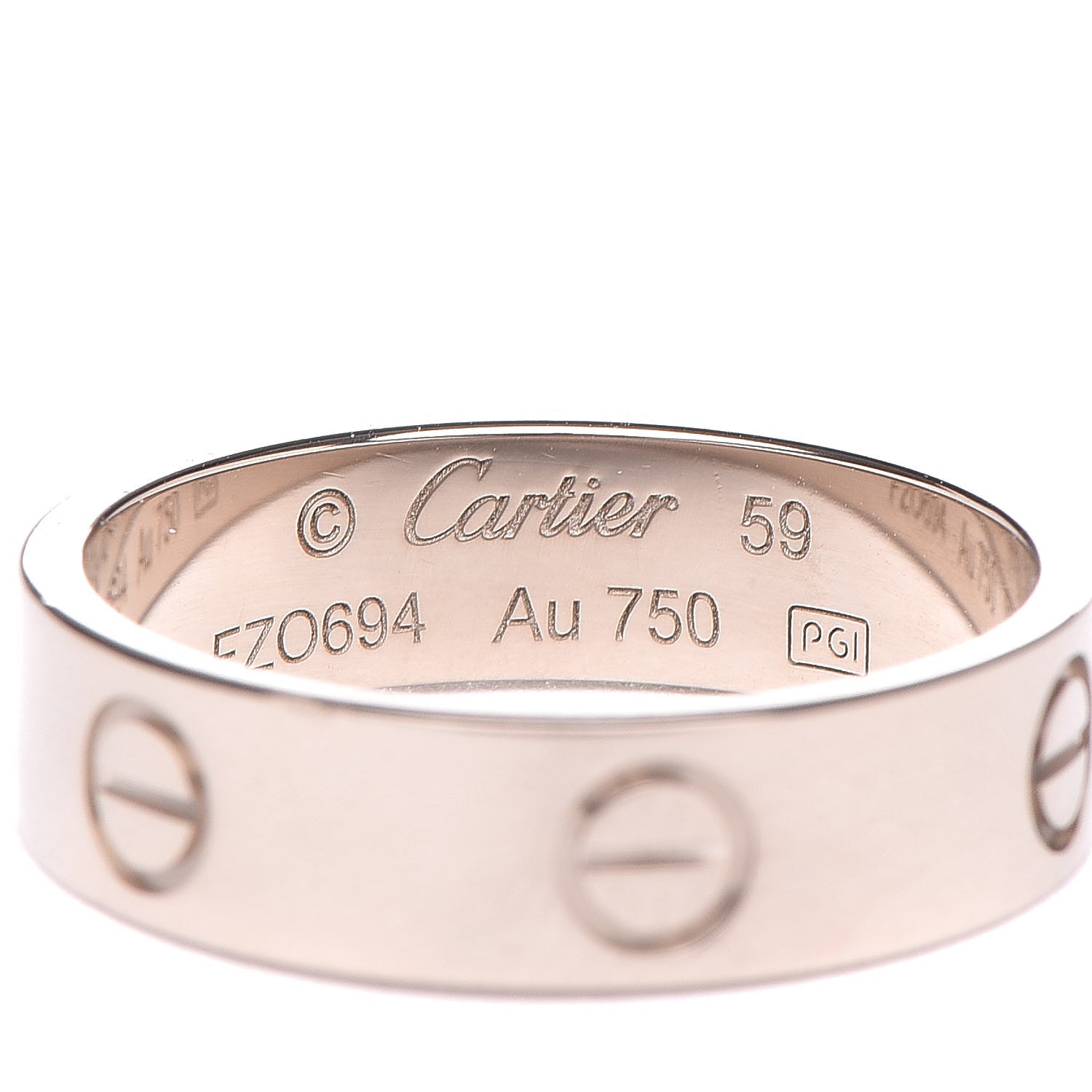 Cartier 18K White Gold 5.5mm LOVE Ring 59 8.75 4 of 5
