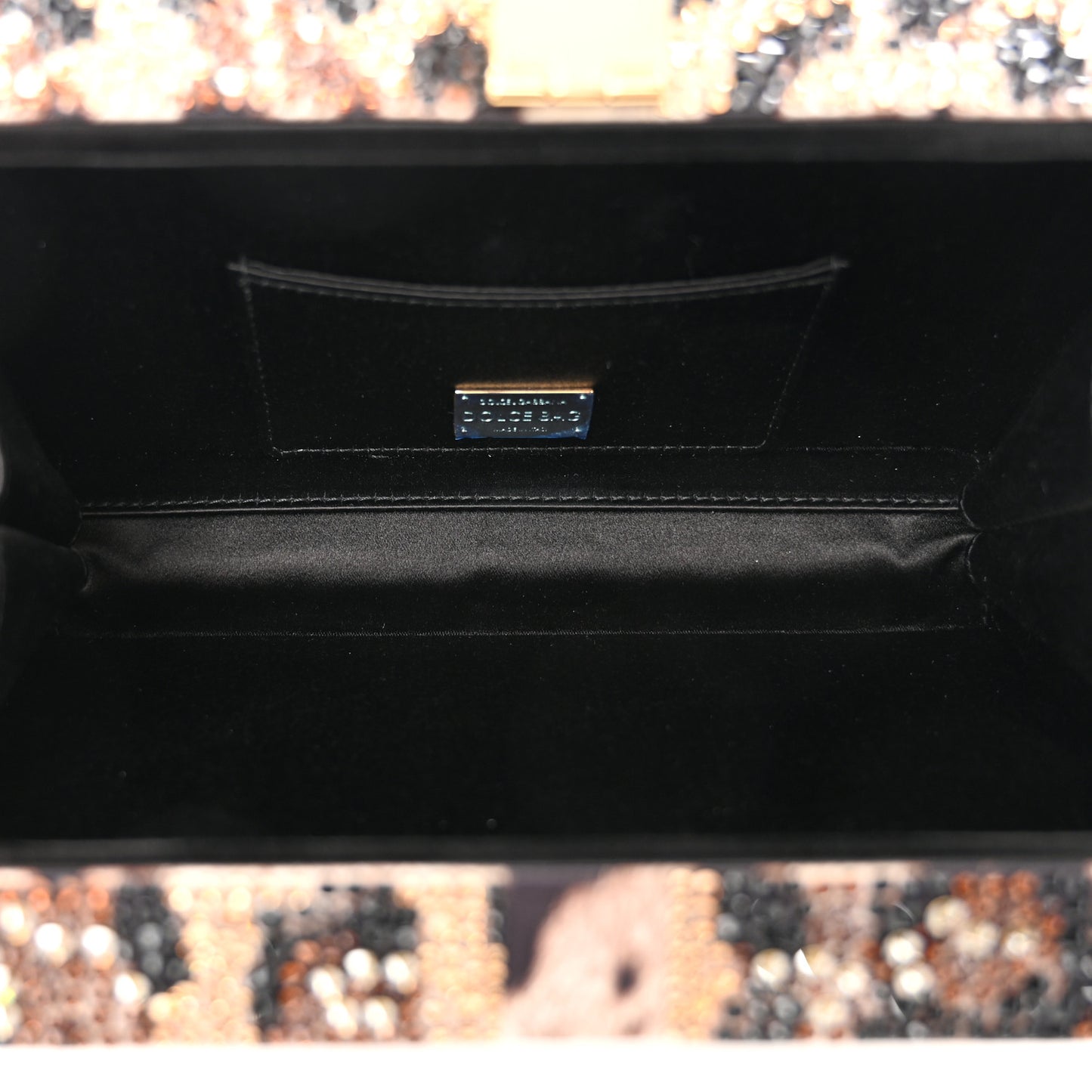 DOLCE GABBANA Satin Crystal Embellished Box Leopard