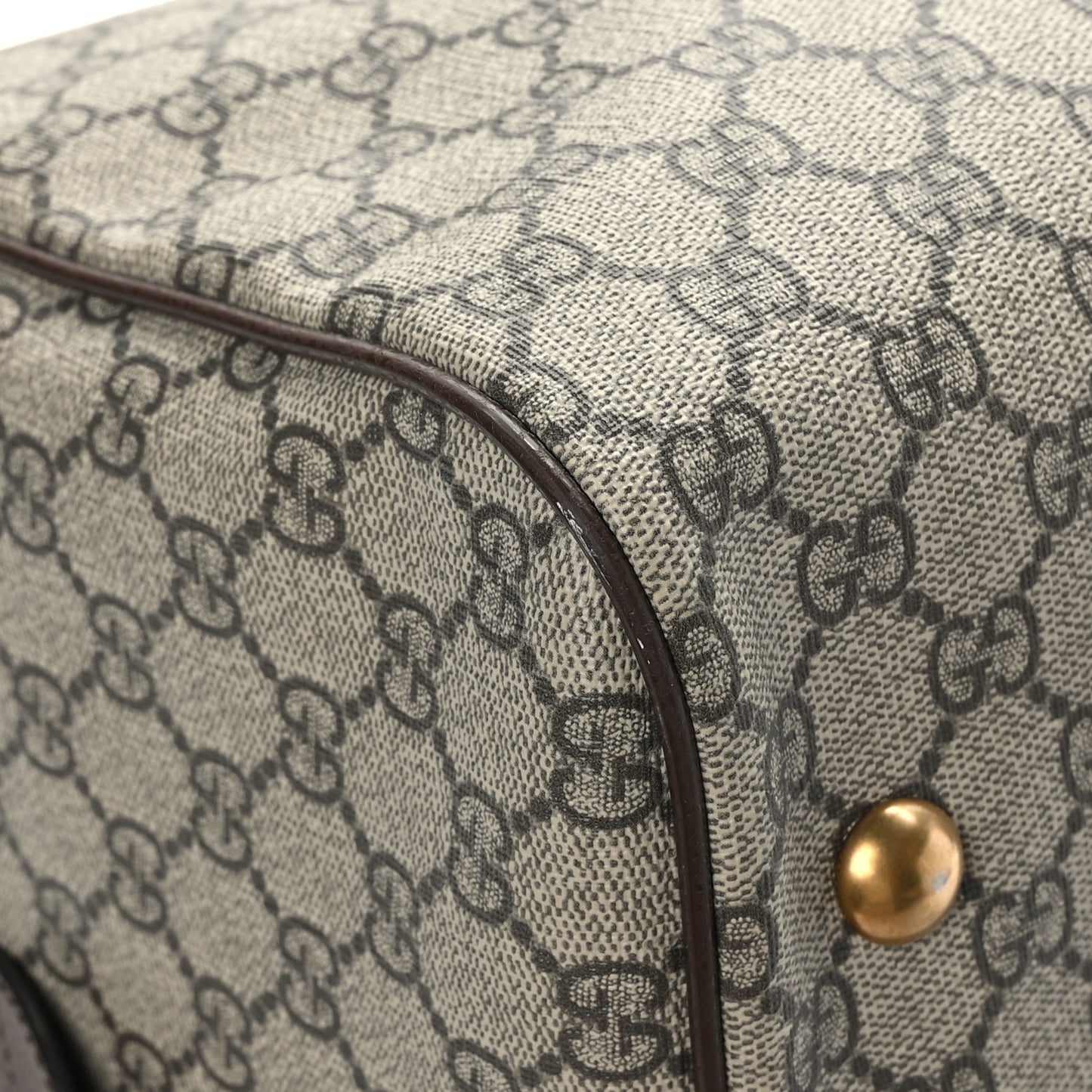 GG Supreme Monogram Textured Dollar Calfskin Web Medium Ophidia Carry-On Duffle Bag Beige Ebony New Acero