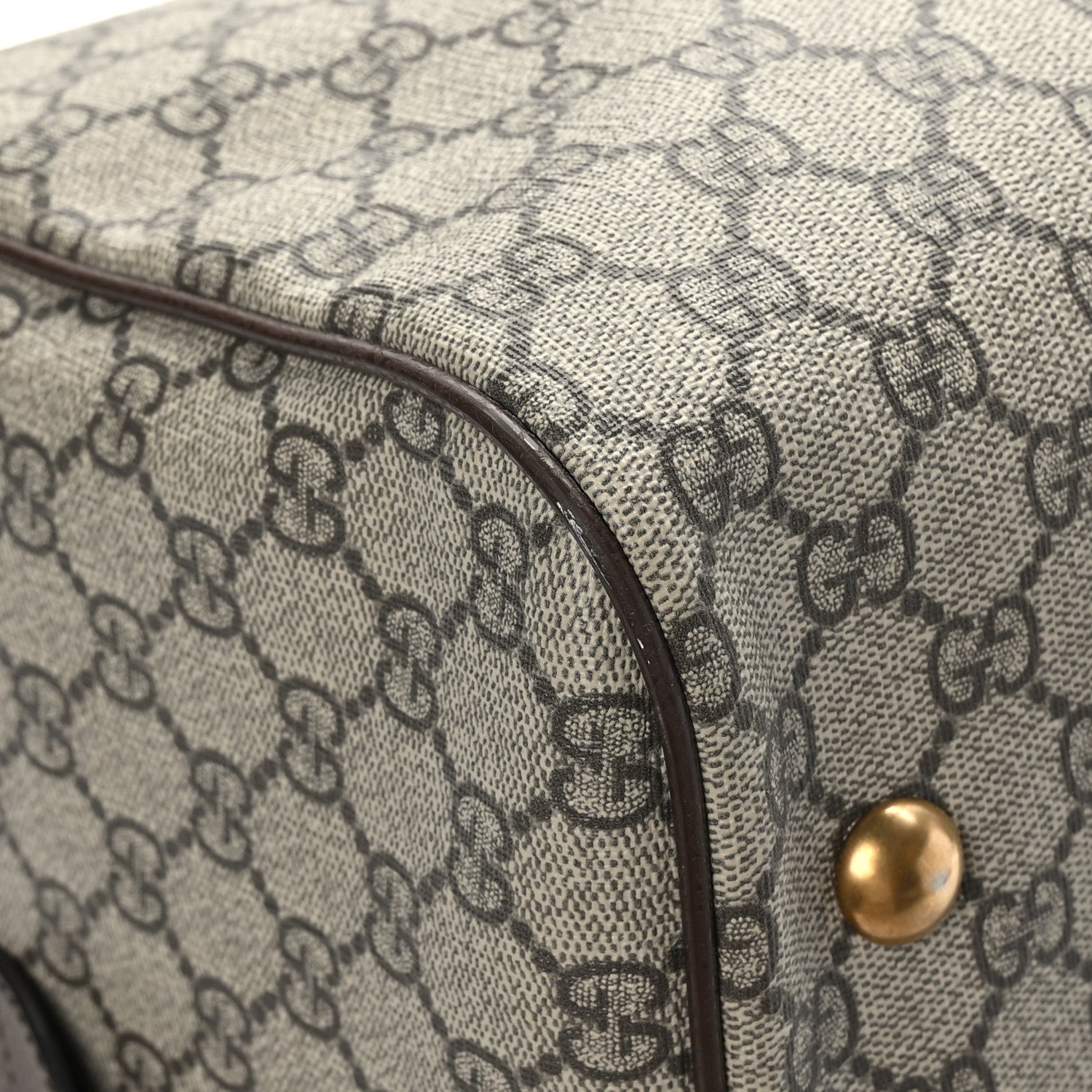 Gucci GG Supreme Monogram Textured Dollar Calfskin Web Medium Ophidia Carry-On Duffle Bag Beige Ebony New Acero 8 of 12