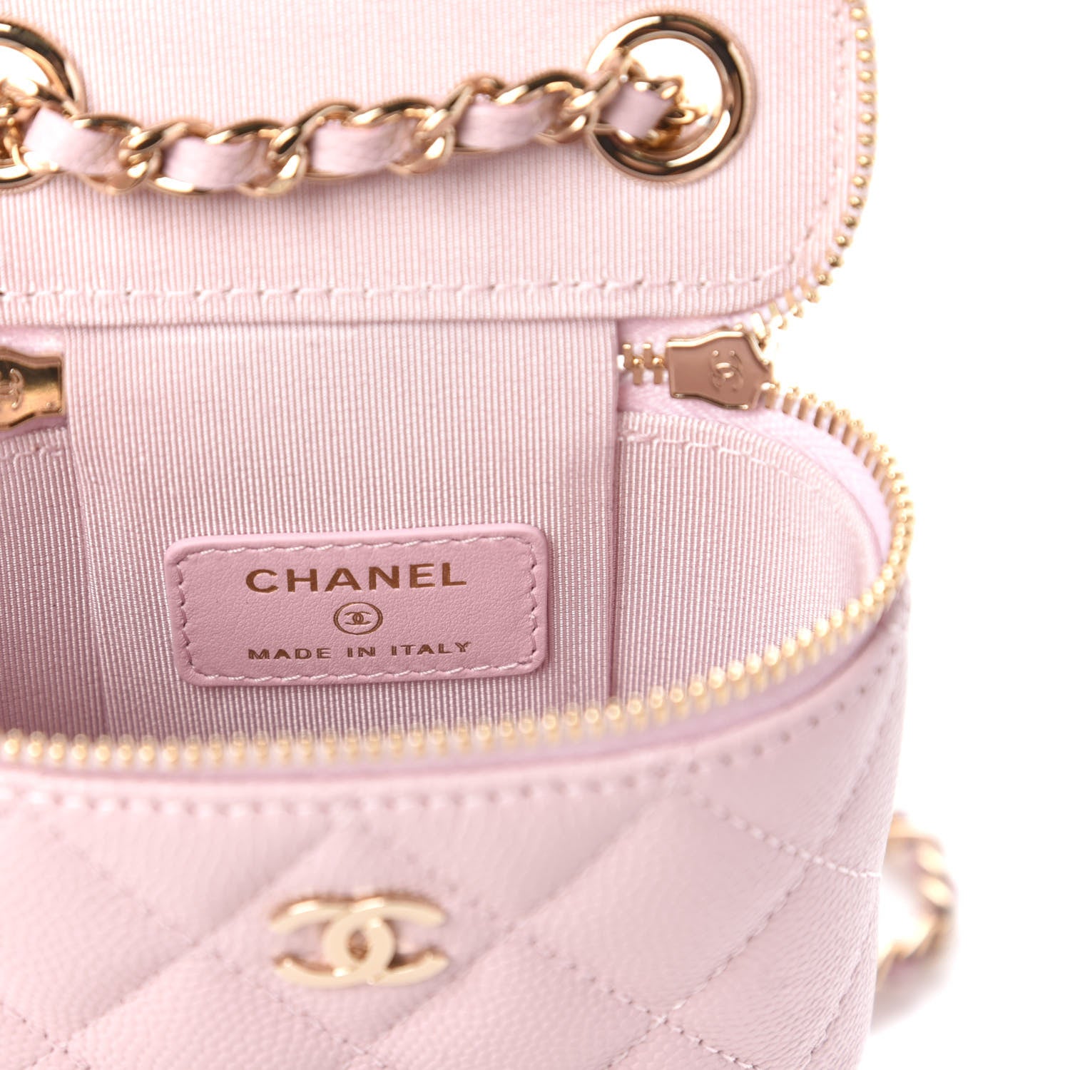 Chanel Caviar Quilted Small Vertical Coco Beauty Vanity Case With Chain Light Pink 8 of 11