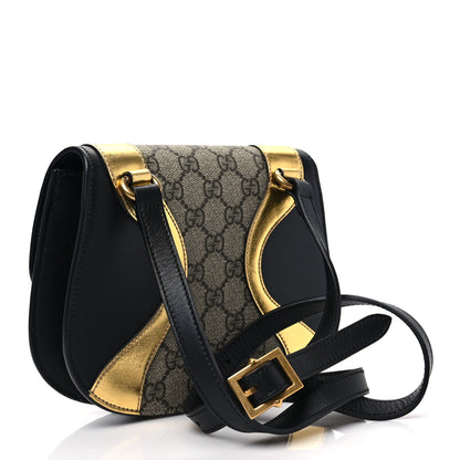 Gucci GG Supreme Monogram Small Osiride Shoulder Bag Black Gold 3 of 8