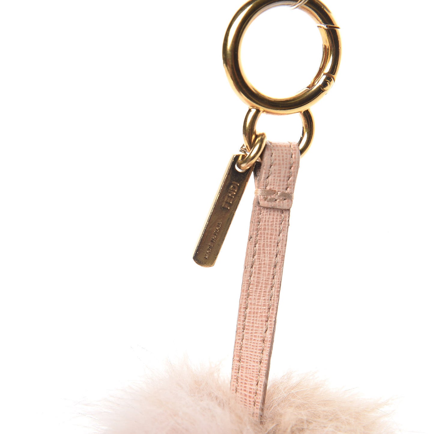Fox Fur Vitello Elite Bi-Color Pom Pom Bag Charm Rosa Cammello Cipria