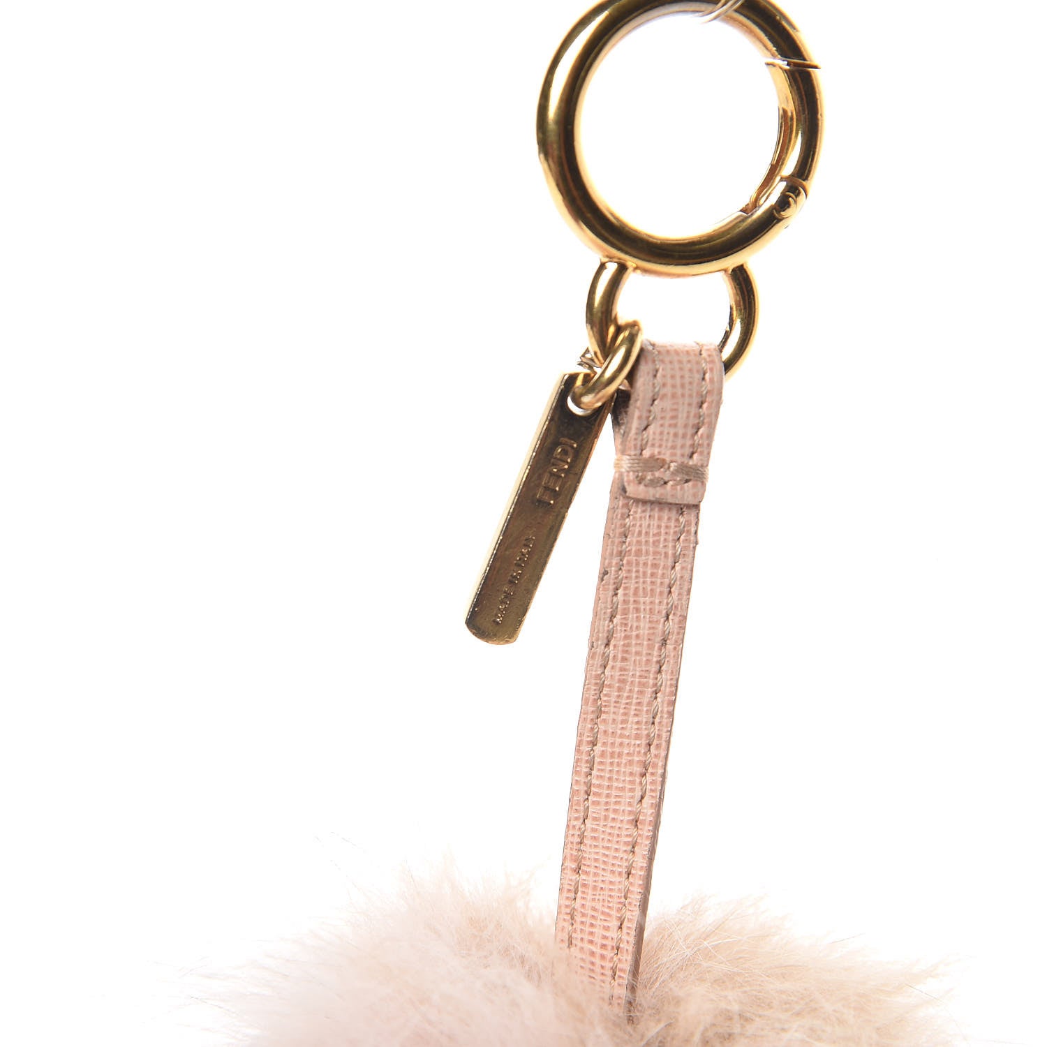 Fendi Fox Fur Vitello Elite Bi-Color Pom Pom Bag Charm Rosa Cammello Cipria 5 of 7